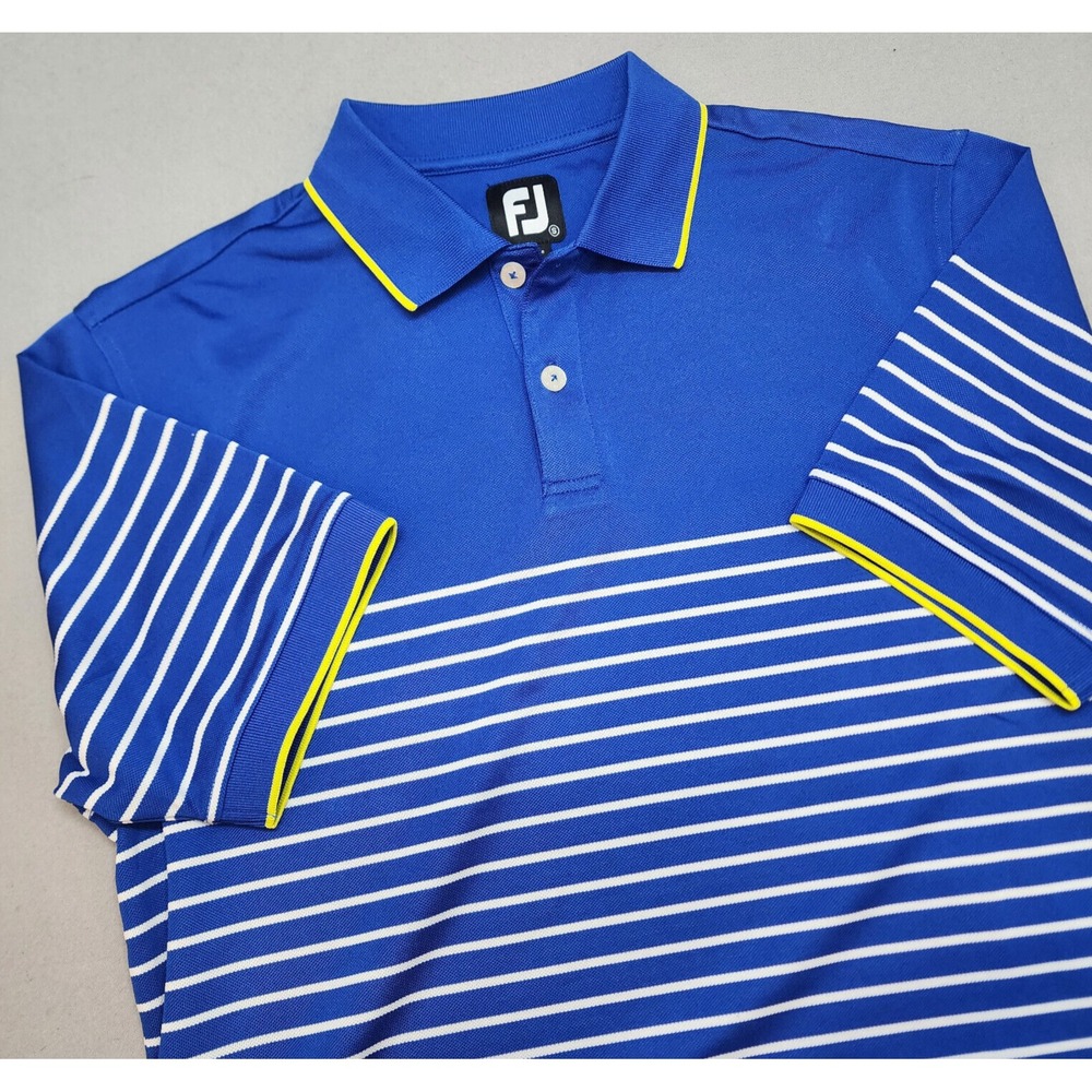 FootJoy Polo Shirt Blue‎ Striped Performance Stretch Mens Size S